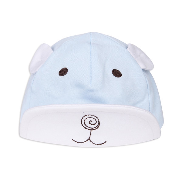 Детска шапка за момчета с мече - син и червен цвят 