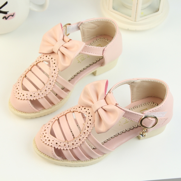 Детски сандали подходящи и за танци - с лепки и дантела, от изкуствена кожа - за малки и големи момичета, тийнеджърки