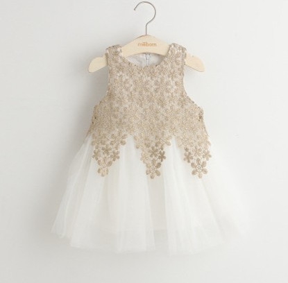 Λευκό Παιδικό φόρεμα από τούλι και δαντέλα
