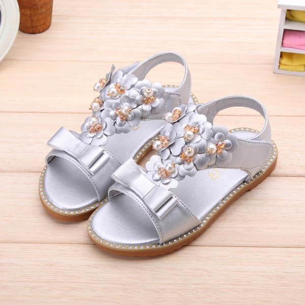 σανδάλια για παιδιά με μαργαριτάρι λουλούδια για τα κορίτσια - τρία μοντέλα καλοκαίρι - ροζ, ασημί και καφέ