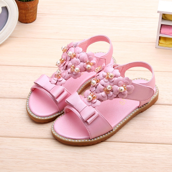 σανδάλια για παιδιά με μαργαριτάρι λουλούδια για τα κορίτσια - τρία μοντέλα καλοκαίρι - ροζ, ασημί και καφέ