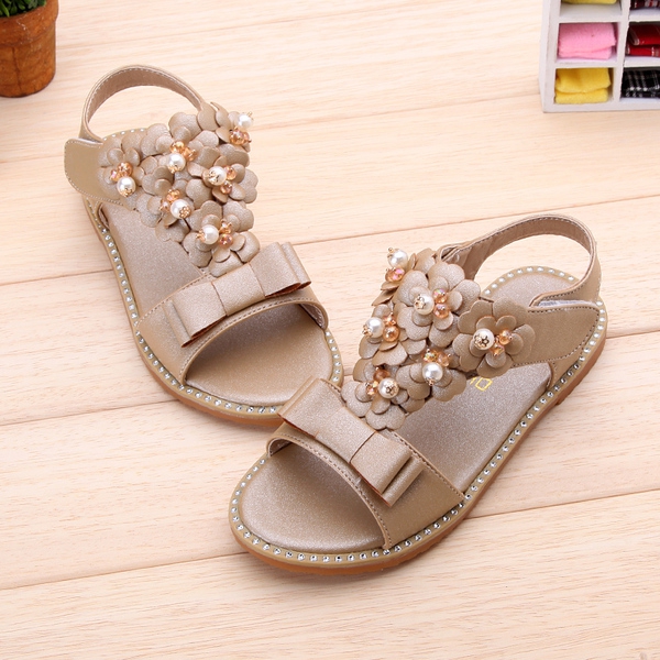 σανδάλια για παιδιά με μαργαριτάρι λουλούδια για τα κορίτσια - τρία μοντέλα καλοκαίρι - ροζ, ασημί και καφέ