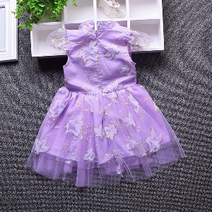 Бебешка рокля от сатен и шифон: розова и лилава