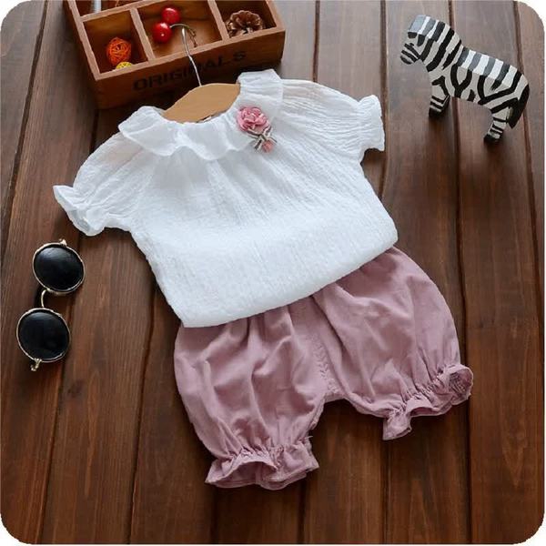 Бебешки комплект за момичета - блуза и панталони в червено и зелено