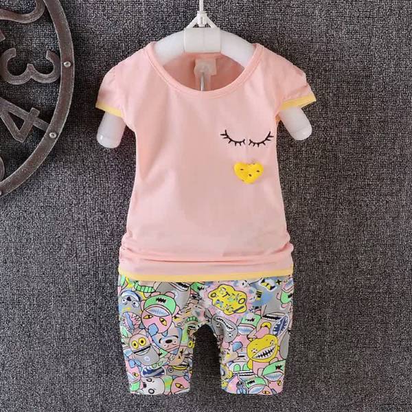 Летен бебешки комплект за момичета: розов, жълт,син