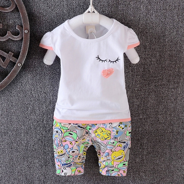 Летен бебешки комплект за момичета: розов, жълт,син