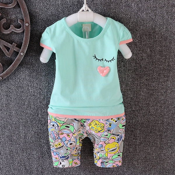 Летен бебешки комплект за момичета: розов, жълт,син