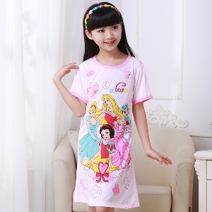 Детска лятна памучна пижама с анимационни герои в розов и син цвят