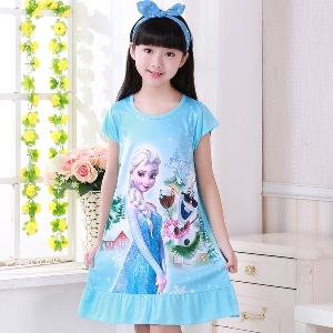 Детска лятна памучна пижама с анимационни герои в розов и син цвят