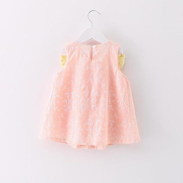 Бебешка розово рокля с жълти панделки