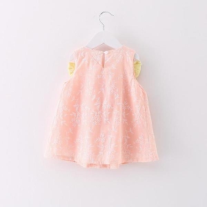 Бебешка розово рокля с жълти панделки