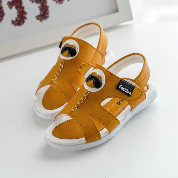 Детски сандали за момчета от изкуствена кожа бял червен и оранжев цвят