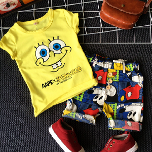 Детски комплект на Спондж Боб блуза и къс панталон с Мики Маус