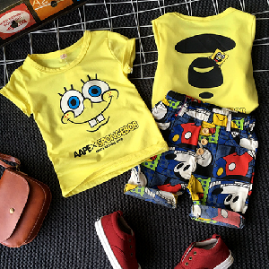 Детски комплект на Спондж Боб блуза и къс панталон с Мики Маус