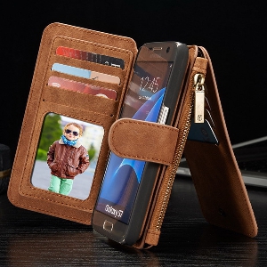 Кожен портфейл - калъфче с магнит за документи подходящ да се добави и телефон Samsung Galaxy 7S и Samsung Galaxy 7S Edge
