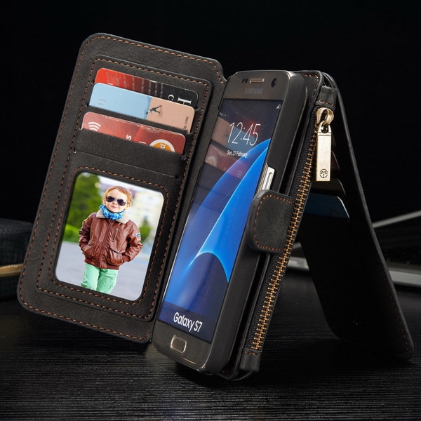 Кожен портфейл - калъфче с магнит за документи подходящ да се добави и телефон Samsung Galaxy 7S и Samsung Galaxy 7S Edge