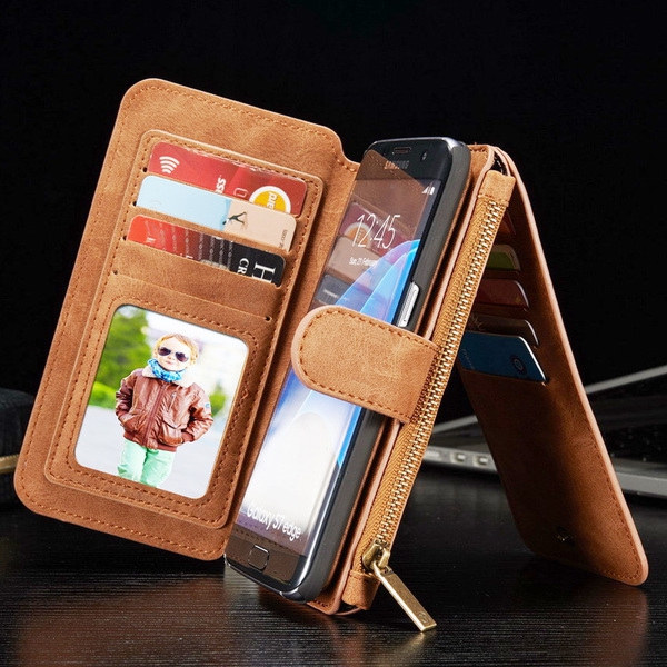 Кожен портфейл - калъфче с магнит за документи подходящ да се добави и телефон Samsung Galaxy 7S и Samsung Galaxy 7S Edge