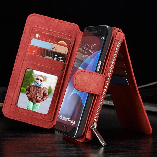 Кожен портфейл - калъфче с магнит за документи подходящ да се добави и телефон Samsung Galaxy 7S и Samsung Galaxy 7S Edge