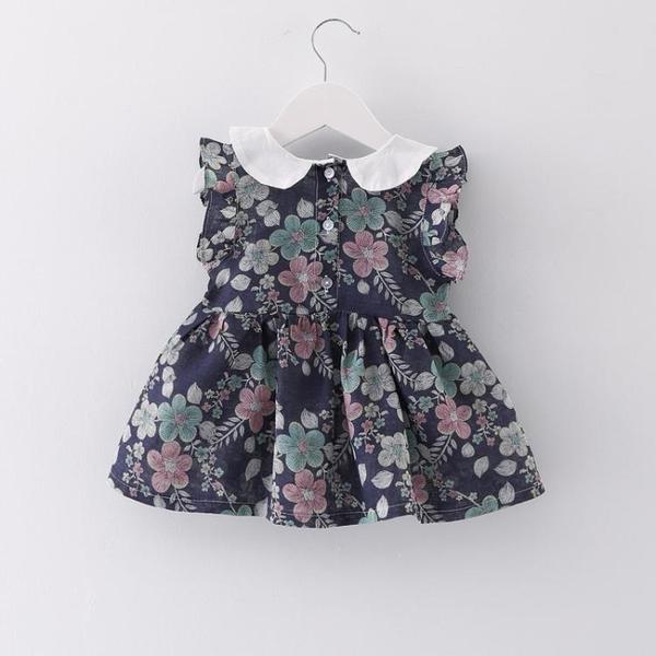 Бебешка рокля на цветя с бяла яка 