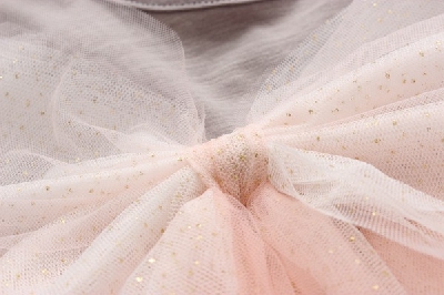 Бебешка рокля с дълъг ръкав от памук и шифон с панделка