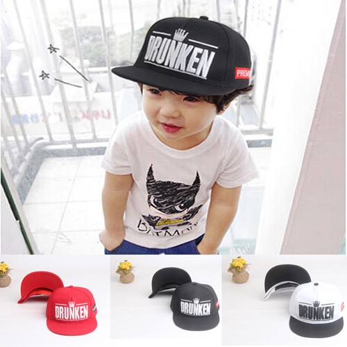 Детски летни шапки с козирка - Drunken - за момичета и момчета - червени, черни, бели