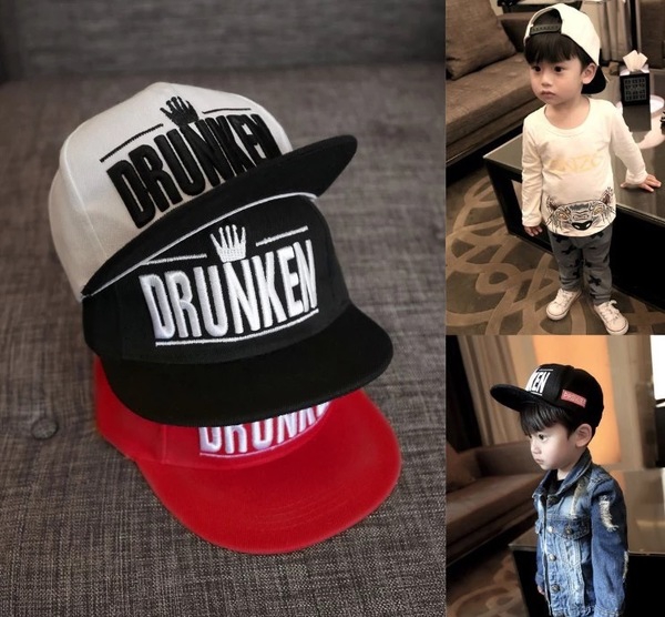 Детски летни шапки с козирка - Drunken - за момичета и момчета - червени, черни, бели