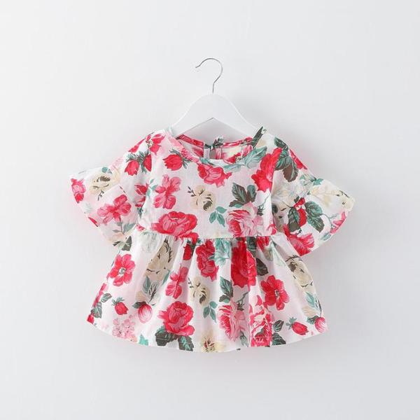 Бебешка бяла рокля на цветя