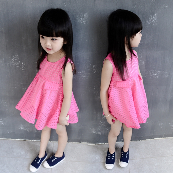 Детска розова  разкроена рокля