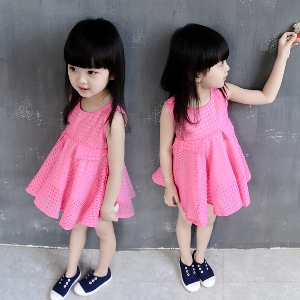 Детска розова  разкроена рокля