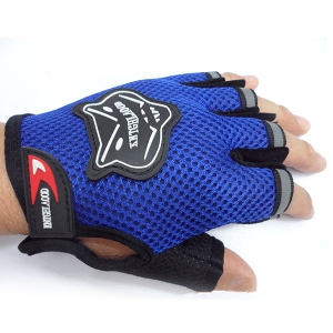 Спортни спортни ръкавици за колоездене - подходящи за мъже и жени - черни и сини, дължина 14 см, ширина 11.5 см 
