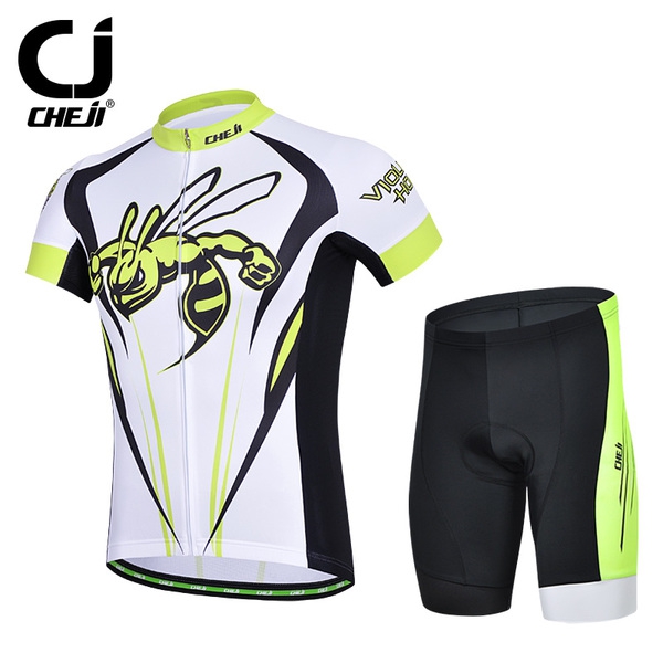 Ανδρικά αθλητικά ενδύματα για ποδηλασία με κοντό μανίκι - μαύρο και άσπρο μοντέλο με μέλισσα εκτύπωσης