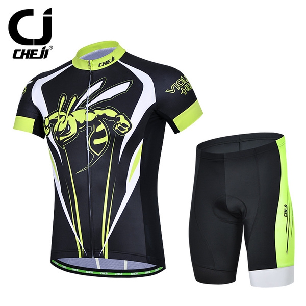 Ανδρικά αθλητικά ενδύματα για ποδηλασία με κοντό μανίκι - μαύρο και άσπρο μοντέλο με μέλισσα εκτύπωσης