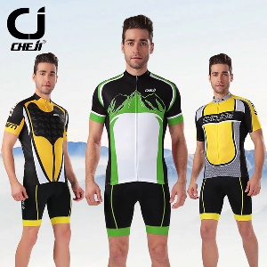 Мъжки спортни екипи с къс ръкав за колоездене - жълт,зелен и червен цвят 5 модела