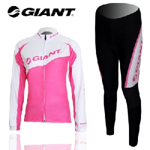 Γυναικείο αθλητικό σετ  ποδηλασίας σε ροζ, άσπρο και μαύρο χρώμα