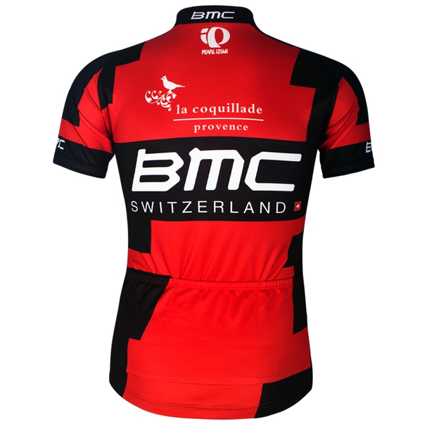 Мъжки спортни екипи за колоездене BMC - червено-черен цял модел с презрамки
