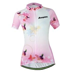 Αθλητική γυναικείαφόρμα ποδηλασίας  ροζ με λευκό