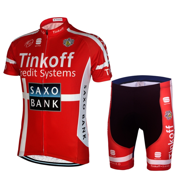 Ανδρικό σπορ σετ ποδηλασίας με κοντό μανίκι - Tinkoff Saxo