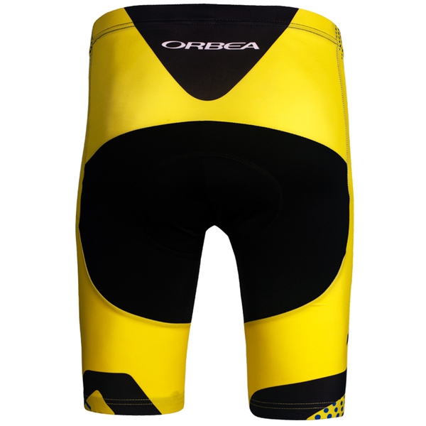 Мъжки спортен екип за велосипедисти с къс ръкав - жълто-черен