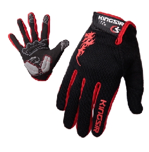 Мъжки спортни ръкавици за колоездене Kingsir-червен,син и черен цвят
