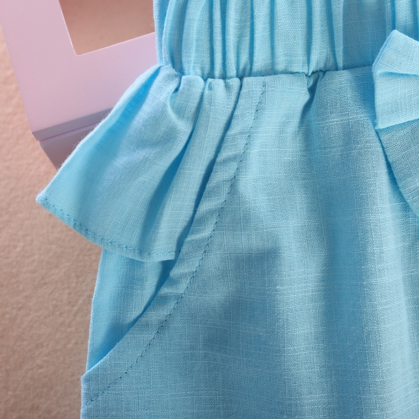 Детски къси панталони за момичета: червени и сини с панделка