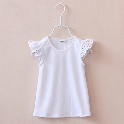 Детски тениски за момичета с дантелени ръкави-5 цвята.