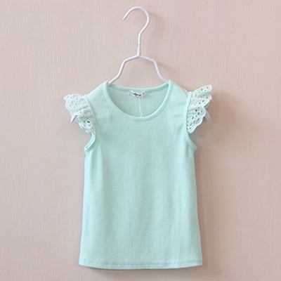 Детски тениски за момичета с дантелени ръкави-5 цвята.