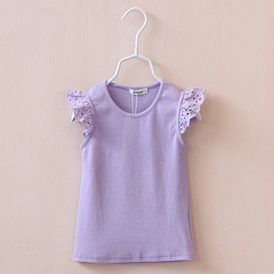 Детски тениски за момичета с дантелени ръкави-5 цвята.