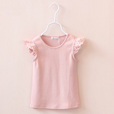 Детски тениски за момичета с дантелени ръкави-5 цвята.