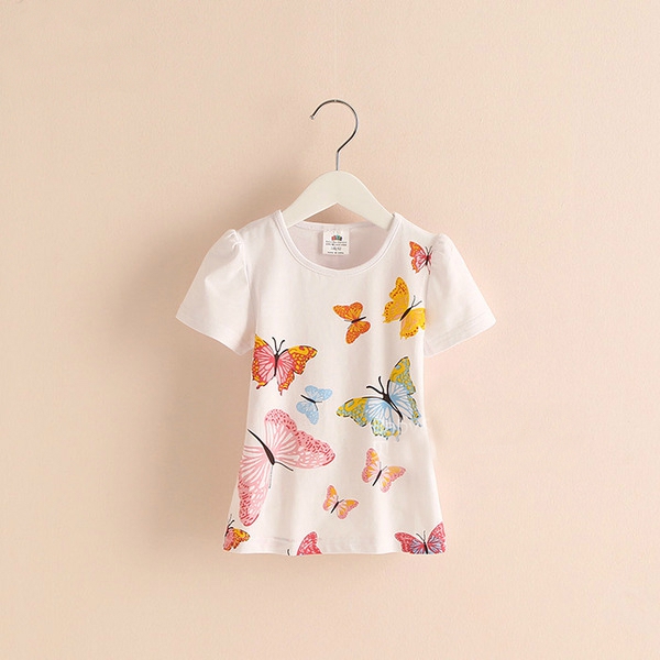Красиви детски тениски с пеперуди за момичета в три цвята.