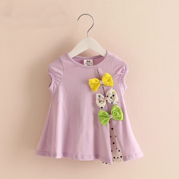 Детски разкроени тениски за момичета в осем топли цвята.