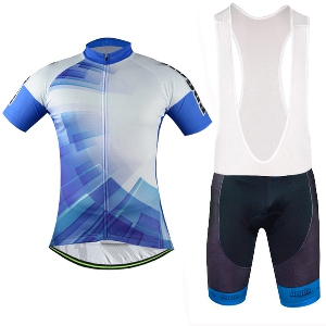 Мъжки спортен екип за велосипедисти с къси ръкави в син цвят - един модел