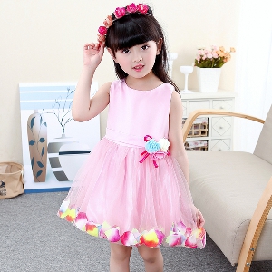 Παιδικό  σιφόν φορέματα για τα κορίτσια με λουλούδια σε ροζ, φούξια, κόκκινο και μοβ