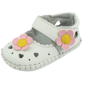 Бебешки сандали с лепки за момичета: розови и бели