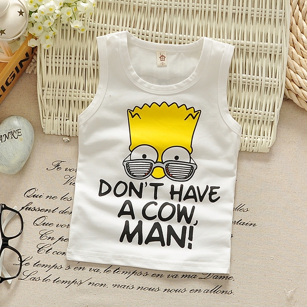 Детски памучни анимирани потници подходящи за момчета - за лятото - жълти, зелени, Барт Симпсън 